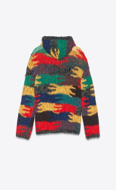 SAINT LAURENT Tops Maille Homme Baja en maille jacquard camouflage multicolore b_V4